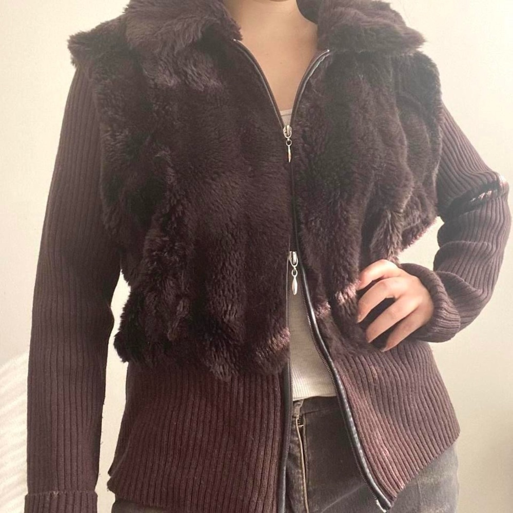 y2k faux fur cardigan
